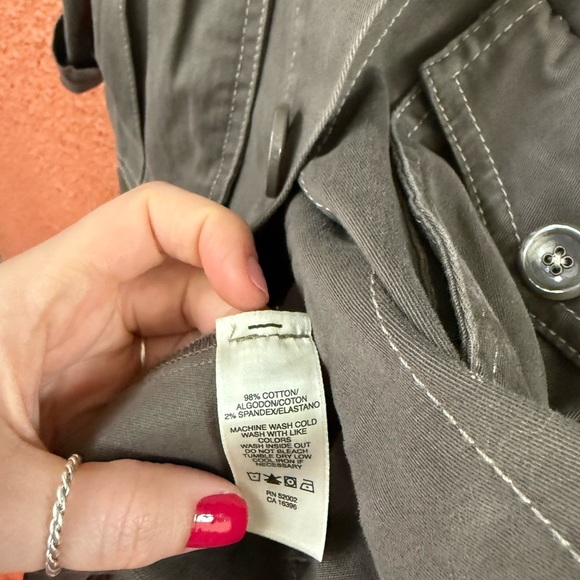 DKNY Womens Cargo Khaki Trench Jacket Longsleeve Utility Button Coat Size Medium - Picture 4 of 5
